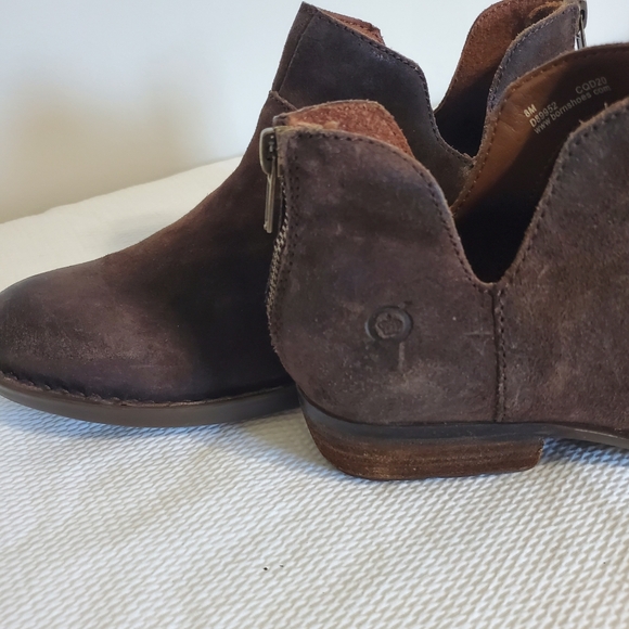 Born Kerri Brown Leather Back Zipper Ankle Boots Size 8 - Picture 3 of 13